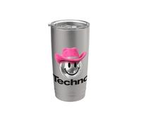 Chapeau de cowboy rose Rave Festival Tenue Techno Chemise Rave EDM Gobelet isotherme en acier inoxydable double paroi