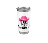 Chapeau de cowboy rose Rave Festival Tenue Techno Chemise Rave EDM Gobelet isotherme en acier inoxydable double paroi