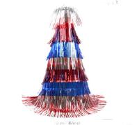 Chapeau de fête patriotique avec pompons rouges, argentés et bleus, bande élastique pour le jour de l'indépendance, les vétérans, les célébrations du jour commémoratif