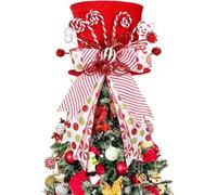 Chapeau de sapin de Noël en forme de canne à sucre d'orge, chapeau haut de forme de sapin de Noël avec nœuds à la menthe poivrée, décoration de sapin de Noël pour la maison, le bureau, les vacances