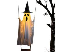 Chapeau de sorcière lumineux pour Halloween | Chapeau de sorcière classique effrayant et pointu avec LED à changement de couleur vive, corde de suspension flexible et