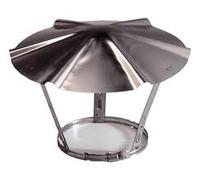 CHAPEAU DE TOITURE EN INOX ROND POUR RACCORDEMENT SUR TUBAGE CHEMINEE OU POLE AVEC COLIER DE SERRAGE REGLABLE DE 150 A 180MM