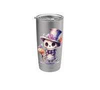 Chapeau haut de forme de citrouille squelette floral Illustration d'Halloween Gobelet isotherme en acier inoxydable double paroi