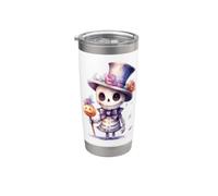 Chapeau haut de forme de citrouille squelette floral Illustration d'Halloween Gobelet isotherme en acier inoxydable double paroi