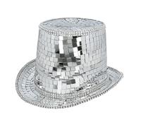 CHAPEAU HAUT-DE-FORME FACETTES DISCO ARGENT ADULTE