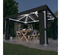 vidaXL Pavillon avec rideaux & guirlande lumineuse LED 4x3 m Anthracite