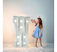 Chapiteau De Décoration De Mariage Avec Lettres Lumineuses, Mosaïque Géante, Chiffres Lumineux LED For 1er Et 18e Anniversaire, Décoration De Fond De Fête(Letter W,100cm/3FT)