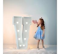 Chapiteau De Décoration De Mariage Avec Lettres Lumineuses, Mosaïque Géante, Chiffres Lumineux LED For 1er Et 18e Anniversaire, Décoration De Fond De Fête(Letter V,70cm/2.3FT)