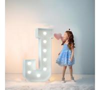 Chapiteau De Décoration De Mariage Avec Lettres Lumineuses, Mosaïque Géante, Chiffres Lumineux LED For 1er Et 18e Anniversaire, Décoration De Fond De Fête(Letter J,100cm/3FT)