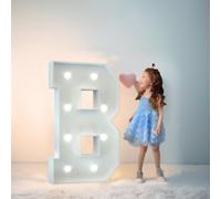 Chapiteau De Décoration De Mariage Avec Lettres Lumineuses, Mosaïque Géante, Chiffres Lumineux LED For 1er Et 18e Anniversaire, Décoration De Fond De Fête(Letter B,120cm/4FT)