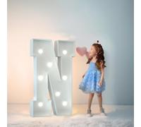 Chapiteau De Décoration De Mariage Avec Lettres Lumineuses, Mosaïque Géante, Chiffres Lumineux LED For 1er Et 18e Anniversaire, Décoration De Fond De Fête(Letter N,100cm/3FT)