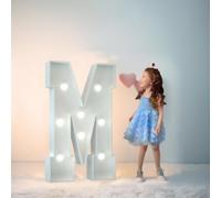 Chapiteau De Décoration De Mariage Avec Lettres Lumineuses, Mosaïque Géante, Chiffres Lumineux LED For 1er Et 18e Anniversaire, Décoration De Fond De Fête(Letter M,120cm/4FT)