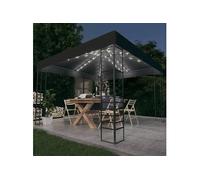 vidaXL Tente de jardin avec guirlande lumineuse LED 3x3 m Anthracite