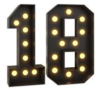 Chapiteau lumineux 18, grand nombre lumineux en mosaïque, noir, 120 cm, panneau de mousse prédécoupé pour anniversaires, mariages, anniversaires de bébé, décoration de fête