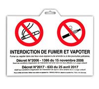 Chapuis PSR12B Panneau pvc adhésif Dimensions 275 x 190 mm Interdiction de fumer et de vapoter