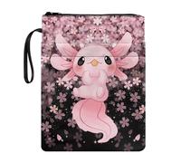 chaqlin Housse de protection de livre mignonne axolotl en fleur de cerisier - Cadeau pour les amateurs de livres - Couverture rigide avec fermeture éclair - Cadeau pour les lectrices et les amateurs