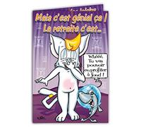 CHAR-047 Carte Humoristique Heureuse Retraite Départ Repos Loisirs Voyages Bonheur Terminé le boulot Chat Chaton Poisson Requin Aquarium Collection Charlestown Illustration Dessin