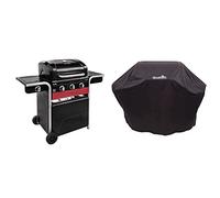 Char-Broil Barbecue Hybride Gas2Coal 330 - Barbecue à gaz et Charbon à 3 brûleurs, Finition Noire. & 140 766 - Housse pour Grill à 3-4 brûleurs, Noir.