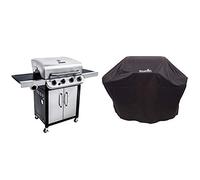 Char-Broil Convective Series 440S - Barbecue à gaz à 4 brûleurs avec brûleur latéral, finition en acier inoxydable. & 140 766 - Housse pour grill à 3-4 brûleurs, noir.