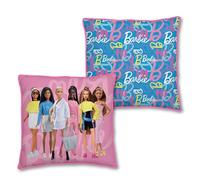 Character World Barbie Coussin carré sous Licence Officielle | Poupées sans boîte avec Oreiller rembourré Super Doux réversible 2 côtés | Parfait pour Toute Chambre d'enfant