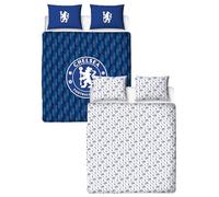 CHARACTER WORLD Chelsea FC Parure de lit double avec housse de couette réversible Motif géométrique Bleu