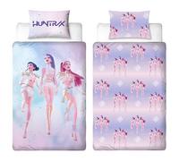 Character World K Pop Demon Hunters Parure de lit Simple sous Licence Officielle Motif Bande sonore réversible 2 côtés avec taie d'oreiller Assortie | Parfait pour Chambre d'enfant | Polycoton