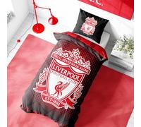 Character World Liverpool Parure de lit 1 place avec housse de couette Motif blason Rouge réversible 2 côtés Produit officiel avec taies d'oreiller assorties