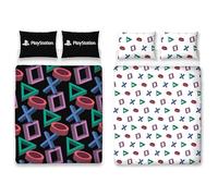 Character World Parure de lit Double Officielle PlayStation | Design Abstrait réversible 2 côtés avec taies d'oreiller Assorties | Parure de lit Double Noire