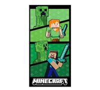 Character World Serviette Officielle Minecraft | Toucher Super Doux, Design Creepers, Alex et Steve Gaming | Parfait pour la Maison, Le Bain, la Plage et la Piscine | Taille Unique 140 cm x 70 cm