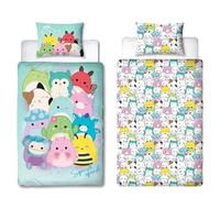 Character World Squishmallows Parure de lit Simple sous Licence Officielle Flash | Parure de lit réversible Double Face avec taie d'oreiller Assortie | Parfait pour Chambre d'enfant | Polycoton