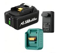 Chargeur 18 V avec batterie BL1830B pour batterie Makita 18 V BL1840 BL1850 | BL1860 BL1860B BL1815 LXT-400 Batterie de rechange 18 V 5,5 Ah avec bloc d'alimentation DC18RC 14,4 V-18 V Li-Ion LXT Compact