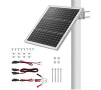 VEVOR Chargeur Batterie Solaire 20 W 12 V Mainteneur de Charge Panneau Solaire pour Portail, Clôture, Ferme, Pelouse, Cellules Monocristallines, Contrôleur Intégré, Support de Montage sur Poteau, IP67