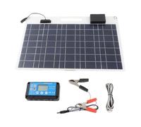 Chargeur de Batterie de Panneau Solaire en Silicium Monocristallin 100 W, Contrôleur Double USB 100 A 12 V 24 V avec Affichage du Niveau de Puissance pour Plancher de Toit de