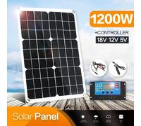 Chargeur de panneau solaire 1200W avec contrôleur 100A, double système de charge de batterie USB 12V pour Camping en plein air, voiture, Yacht, camping-car, randonnée With 100A Controller