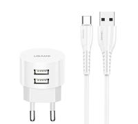 Chargeur de Voyage USAMS à Double Ports USB avec Câble de Charge Type-C USAMS