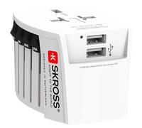 Adaptateur Chargeur Voyage 2 USB A MUV 2.5A Universel 2 poles Blanc Skross