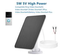 Chargeur Solaire Haute Puissance ELEGEEK 5W 5V pour Ring Video Doorbell, Ring Battery Doorbell, IP 65, Panneau Solaire avec Câble de 10 Pieds pour Caméras Black