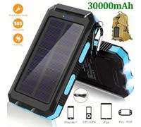Chargeur solaire portable d'extérieur avec lampe torche LED et ports USB, batterie externe compacte pour le camping et les voyages