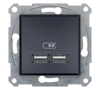 Prise de chargeur 2x USB 2.1A sans cadre Anthracite SCHNEIDER ASFORA