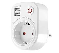 Chargeur USB adaptateur de prise 2100 mA rotatif et orientable Protection enfant Interrupteur de voyage Blanc