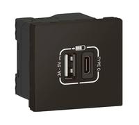 chargeur usb - double associable - 2 modules - type c - noir - legrand 079193l