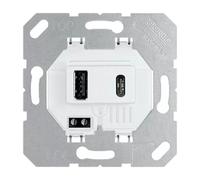Chargeur USB Jung, 1 port de type A et 1 port de type C, encastrable, 15 W, blanc alpin, 1 pièce.