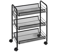 Chariot à 3 niveaux HOMCOM avec paniers desserte à roulettes Chariot de rangement roulante 45 x 26,5 x 63 cm Noir