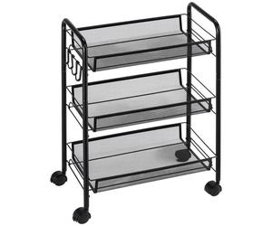 Chariot à 3 niveaux HOMCOM avec paniers desserte à roulettes Chariot de rangement roulante 45 x 26,5 x 63 cm Noir