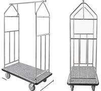 Chariot à bagages avec revêtement en moquette et rails latéraux, capacité de charge élevée, conception durable, 800 lb