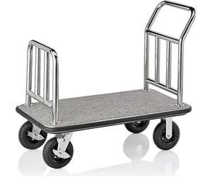 Chariot à bagages en acier inoxydable, tapis gris, barre de penderie, argenté, 113 x 61,5 x 98 cm