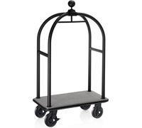 Chariot à bagages noir, tapis gris, barre de penderie intégrée 113 x 62 x 191 cm