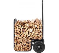 Chariot à bois de chauffage - Chariot à bois avec une capacité de charge de 113kg - Avec câble élastique & roues en caoutchouc - 67x52x110cm