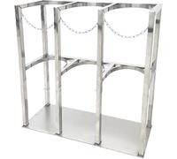 Chariot à bouteilles d'oxygène en acier inoxydable, avec chaîne réglable, support de stockage de gaz | 66 x 22 x 60 cm
