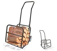 Chariot à bûches 2 en 1 FISHTEC porte-bûches amovible charge 50 kg roues 15 cm transport bois de chauffage pour cheminée Noir G